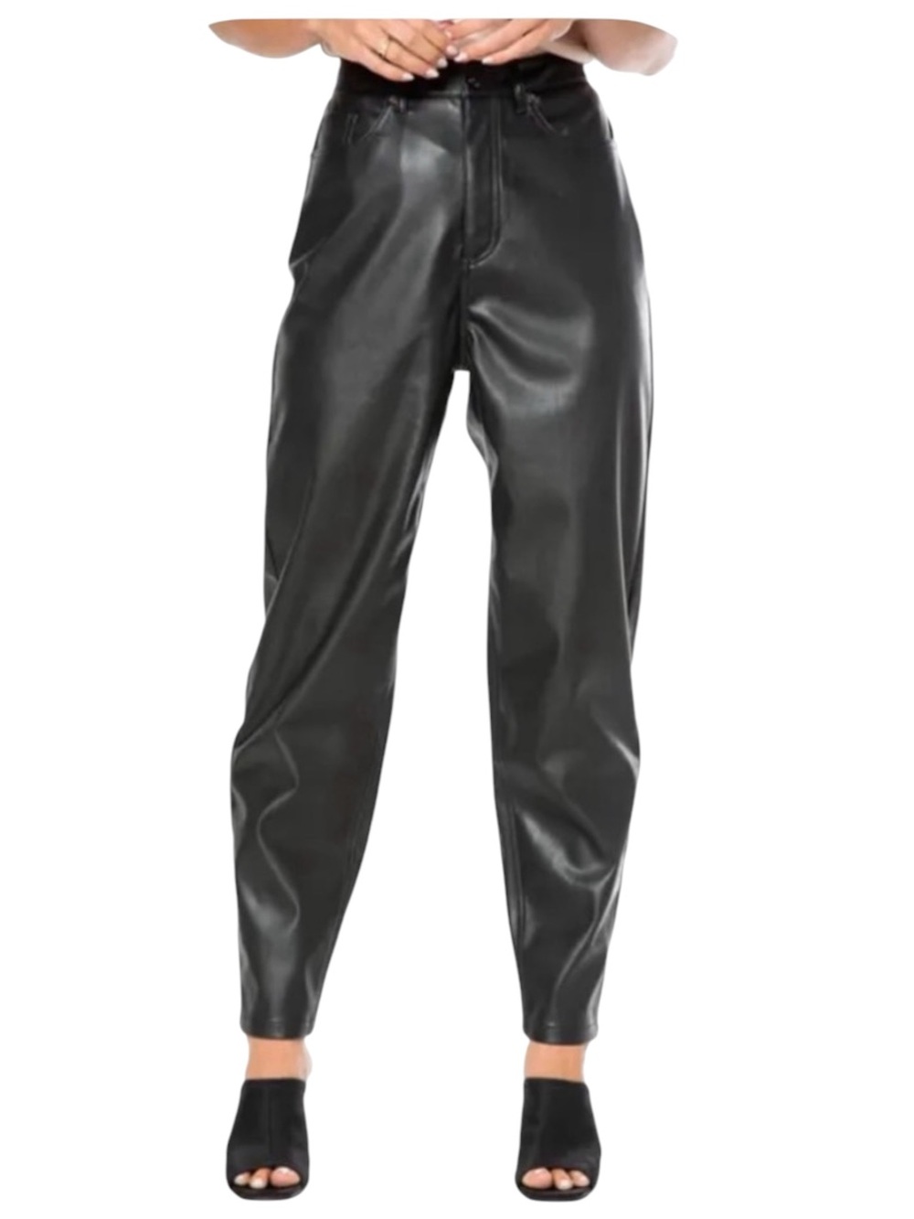 NWT Juicy Couture size 30 black barrel faux leather pants